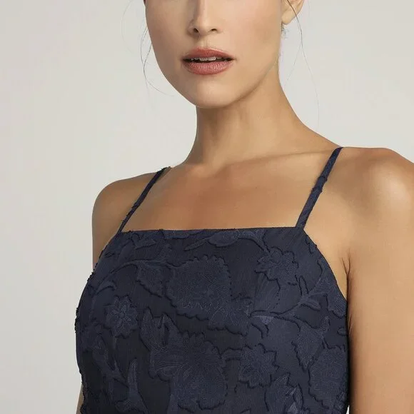 NWT Grace and Beauty Navy Blue Burnout Floral Print Tiered Dress - Picture 4 of 9